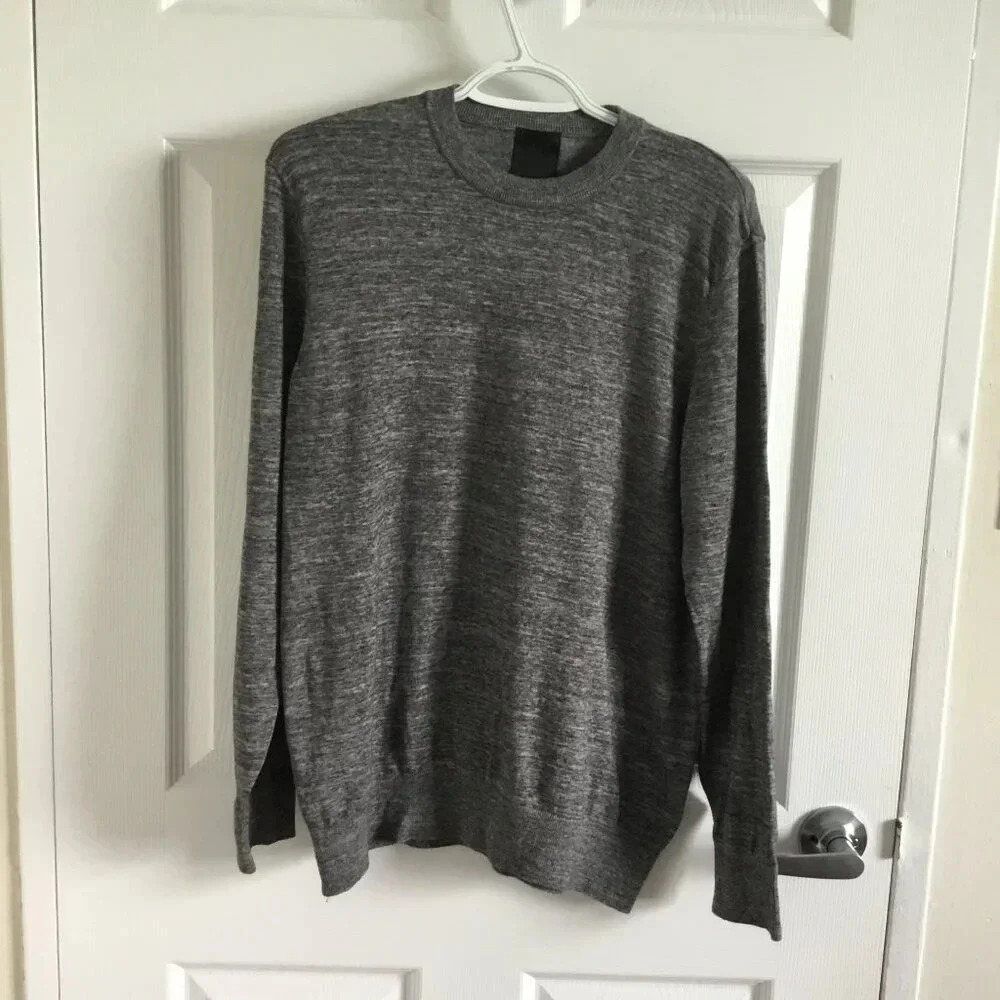 H&M Slim fit sweater in fine Coton 100% knit gray  size L